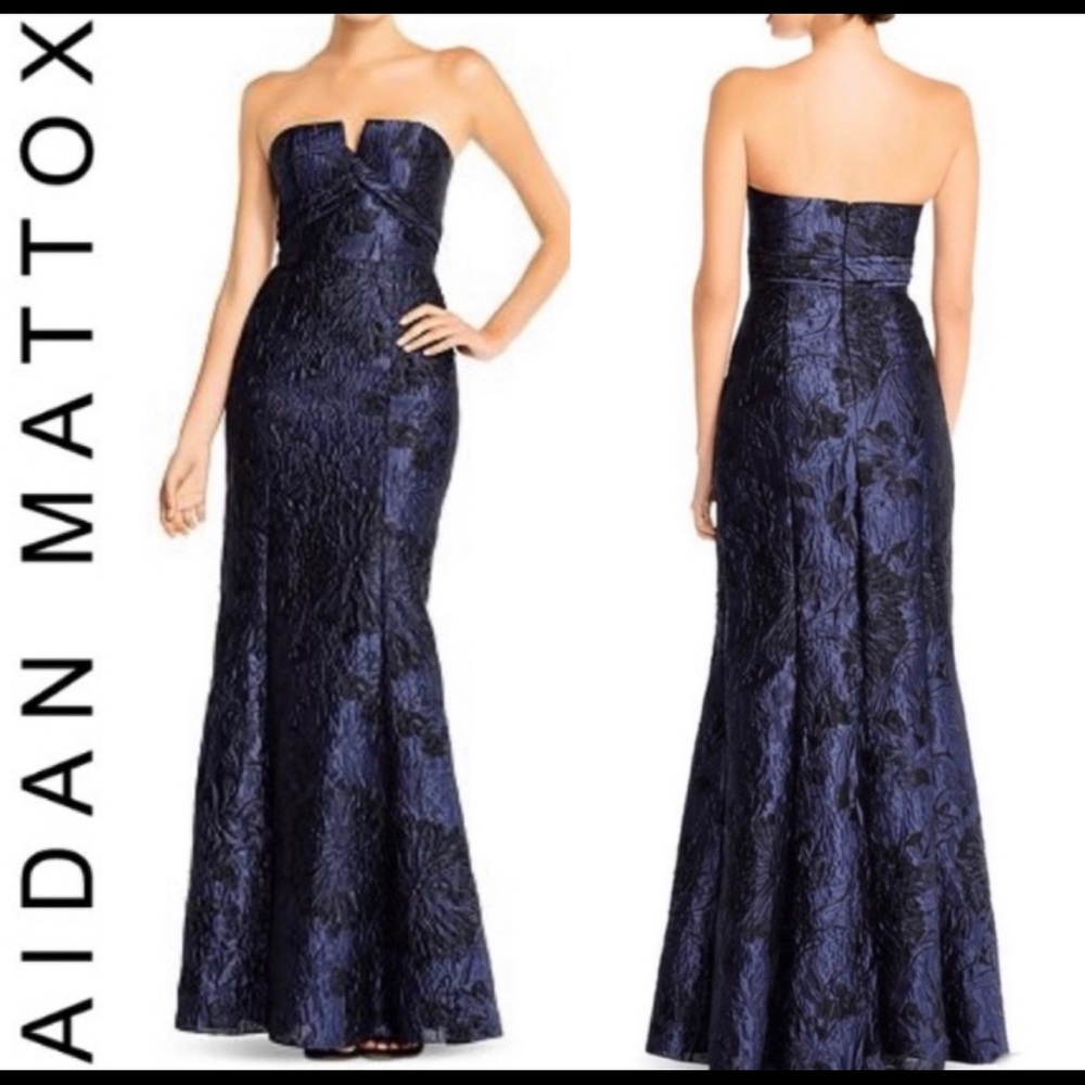 NWT Aidan Mattox Jacquard Mermaid Formal Gown - Size 0